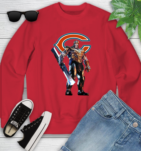 NFL Thanos Gauntlet Avengers Endgame Football Chicago Bears Youth Sweatshirt 9