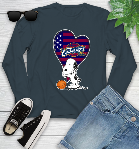 Cleveland Cavaliers NBA Basketball The Peanuts Movie Adorable Snoopy Youth Long Sleeve 8