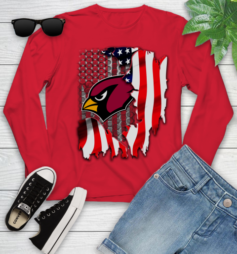 Arizona Cardinals NFL Football American Flag Youth Long Sleeve 11