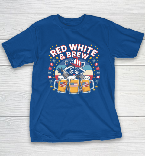 Funny Raccoon red white and brew Independence Day 4th of July Youth T-Shirt 6