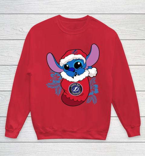 Tampa Bay Lightning Christmas Stitch In The Sock Funny Disney NHL Youth Sweatshirt 9