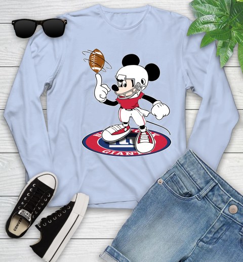 NFL Football New York Giants Cheerful Mickey Disney Shirt Youth Long Sleeve 9