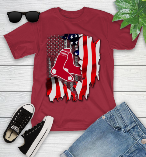 Boston Red Sox MLB Baseball American Flag Youth T-Shirt 14
