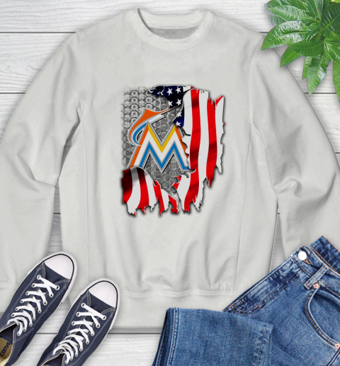 Miami Marlins MLB Baseball American Flag Sweatshirt 5