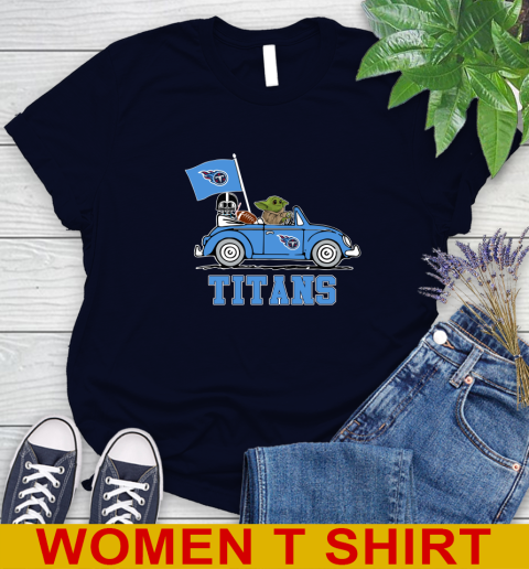 NFL Football Tennessee Titans Darth Vader Baby Yoda Driving Star Wars Shirt Women's T-Shirt 3