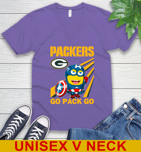 NFL Football Green Bay Packers Captain America Marvel Avengers Minion Shirt V-Neck T-Shirt 8