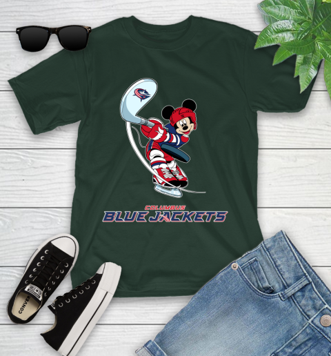 NHL Hockey Columbus Blue Jackets Cheerful Mickey Mouse Shirt Youth T-Shirt 5