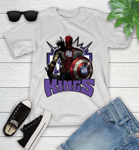 Sacramento Kings NBA Basketball Captain America Thor Spider Man Hawkeye Avengers Youth T-Shirt
