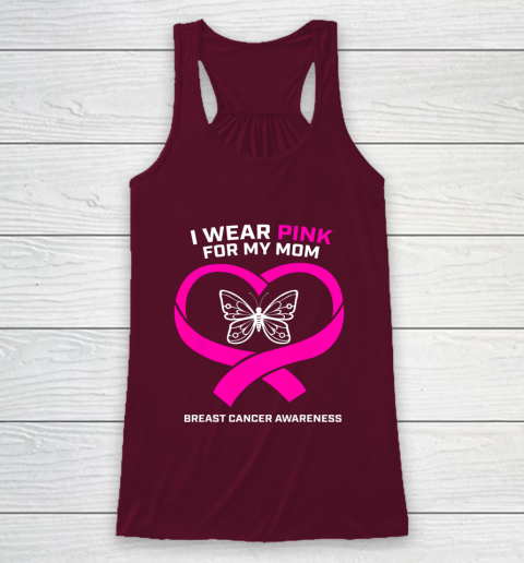 Men Women Kids Wear Pink For My Mom Breast Cancer Awareness Racerback Tank 2