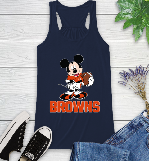 NFL Football Cleveland Browns Cheerful Mickey Mouse Shirt Racerback Tank 11