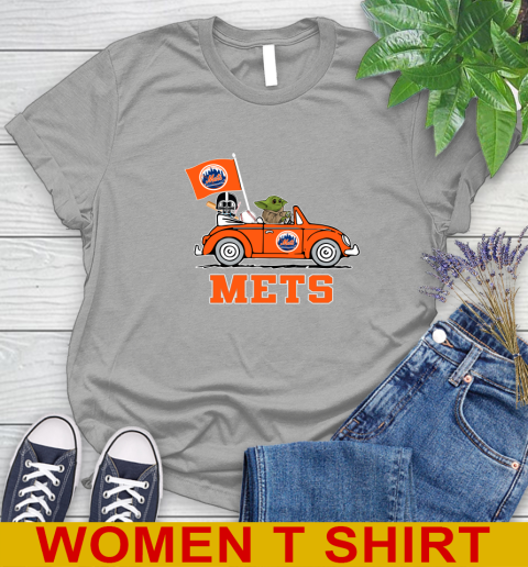 MLB Baseball New York Mets Darth Vader Baby Yoda Driving Star Wars Shirt Women's T-Shirt 11