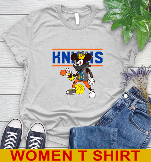New York Knicks NBA Basketball Mickey Peace Sign Sports Women's T-Shirt
