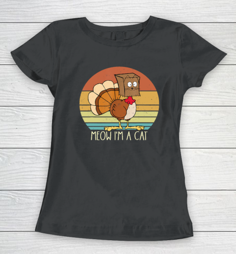Thanksgiving Funny Turkey Fake Cat Retro Women's T-Shirt