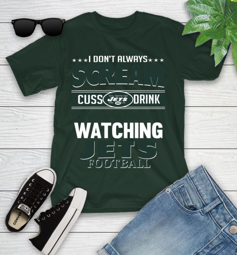 New York Jets NFL Football I Scream Cuss Drink When I'm Watching My Team Youth T-Shirt 5