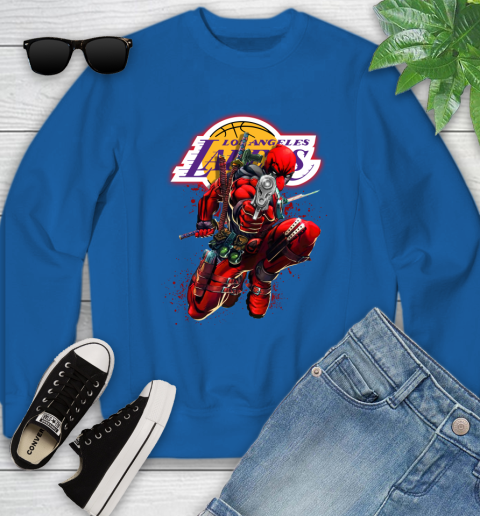 NBA Deadpool Marvel Comics Sports Basketball Los Angeles Lakers Youth Sweatshirt 8