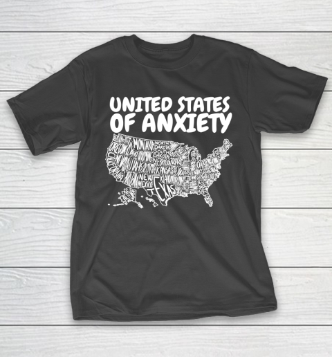 United States Of Anxiety US Map T-Shirt