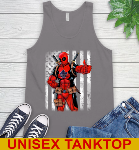 NHL Hockey Toronto Maple Leafs Deadpool American Flag Shirt Tank Top - Image 7