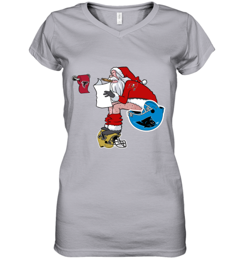 pggv santa claus tampa bay buccaneers shit on other teams christmas women v neck t shirt 39 front sport grey
