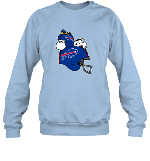 u3fk snoopy and woodstock resting on buffalo bills helmet sweatshirt 35 front light blue