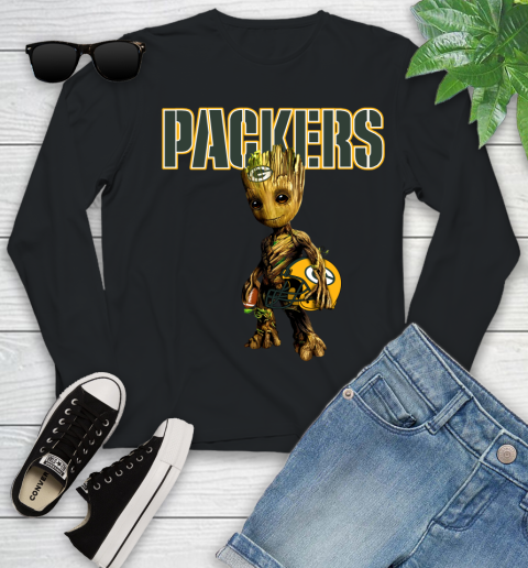 Green Bay Packers NFL Football Groot Marvel Guardians Of The Galaxy Youth Long Sleeve 2
