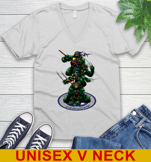NHL Hockey Vancouver Canucks Teenage Mutant Ninja Turtles Shirt V-Neck T-Shirt