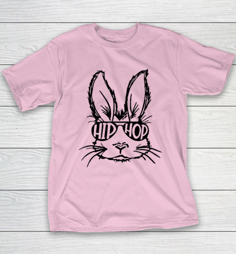 Hip Hop Bunny Face With Sunglasses Easter Day Youth T-Shirt 6