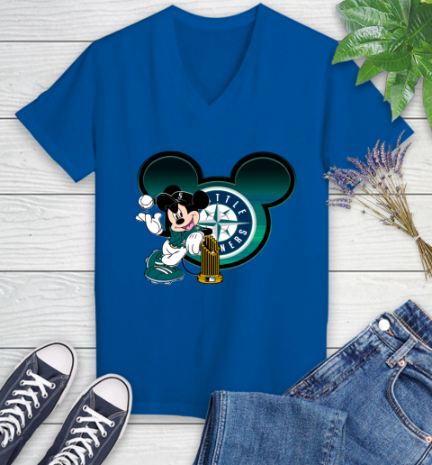 MLB San Francisco Giants The Commissioner's Trophy Mickey Mouse Disney Women's V-Neck T-Shirt 10