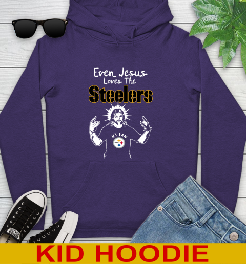 Pittsburgh Steelers NFL Football Even Jesus Loves The Steelers Shirt Youth Hoodie 5