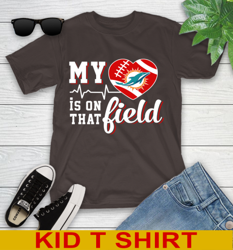 NFL My Heart Is On That Field Football Sports Miami Dolphins Youth T-Shirt 6