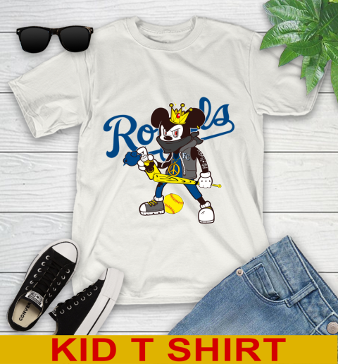 Kansas City Royals MLB Baseball Mickey Peace Sign Sports Youth T-Shirt