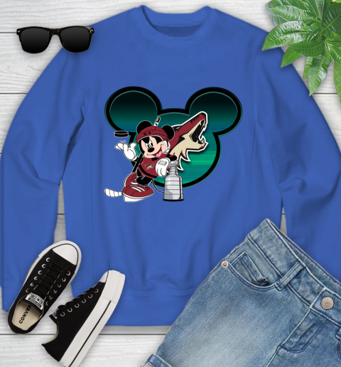 NHL Arizona Coyotes Stanley Cup Mickey Mouse Disney Hockey T Shirt Youth Sweatshirt 8