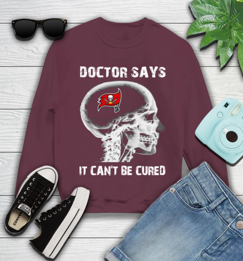 NFL Tampa Bay Buccaneers Football Skull It Can't Be Cured Shirt Youth Sweatshirt 3