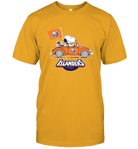 Snoopy And Woodstock Ride The New York Islander Car NHL Unisex Jersey Tee