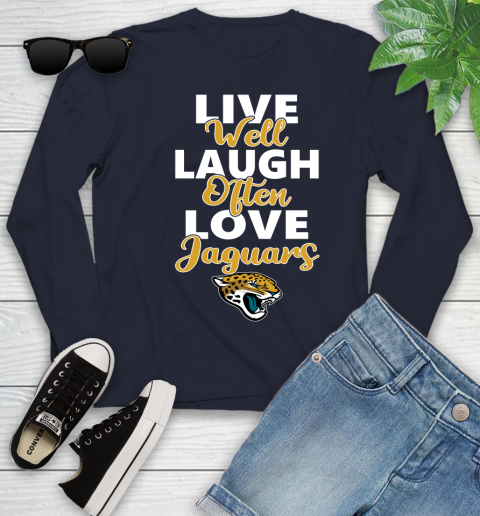 NFL Football Jacksonville Jaguars Live Well Laugh Often Love Shirt Youth Long Sleeve 2