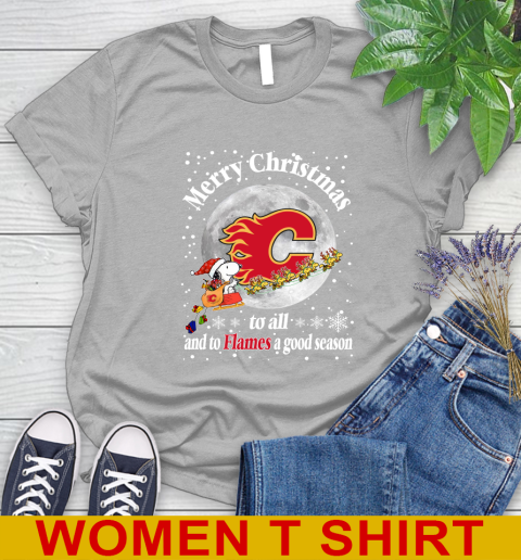 Calgary Flames Merry Christmas To All And To Flames A Good Season NHL Hockey Sports Women's T-Shirt 5