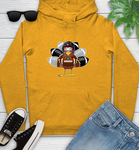 Oakland Raiders Turkey Thanksgiving Day Youth Hoodie 3