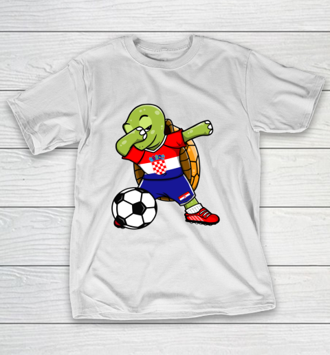 Dabbing Turtle Croatia Soccer Fans Jersey Croatian Football T-Shirt