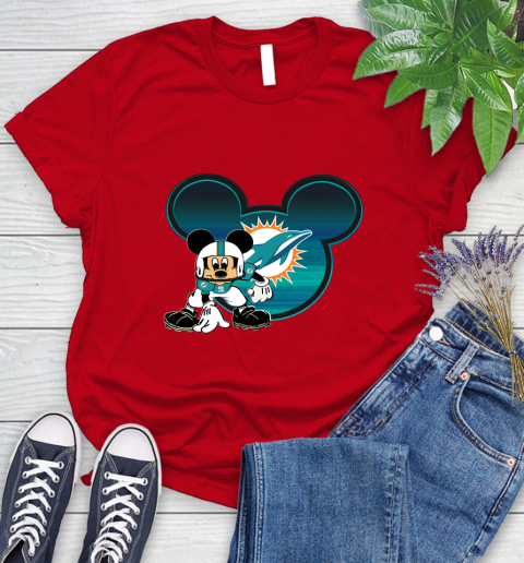 NFL Miami Dolphins Mickey Mouse Disney Football T Shirt Women's T-Shirt 9