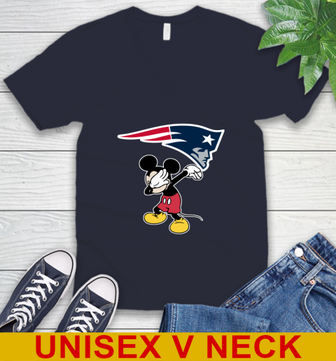 New England Patriots NFL Football Dabbing Mickey Disney Sports V-Neck T-Shirt 3