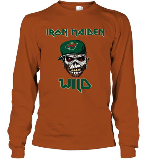 NHL Minnesota Wild Iron Maiden Rock Band Music Hockey Sports 4oJ1FPPDR4m long sleeve tee 14 95 151514 front texas orange