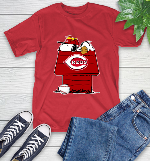 MLB Cincinnati Reds Snoopy Woodstock The Peanuts Movie Baseball T Shirt T-Shirt 10