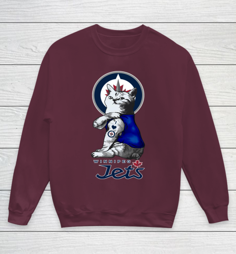 NHL My Cat Loves Winnipeg Jets Hockey Youth Sweatshirt 4