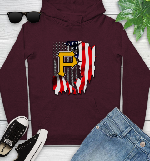 Pittsburgh Pirates MLB Baseball American Flag Youth Hoodie 7