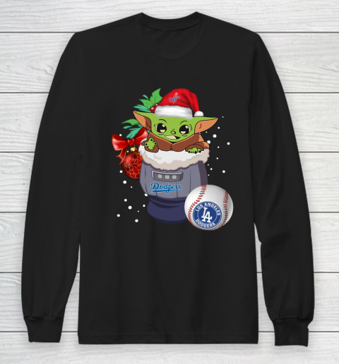 Los Angeles Dodgers Christmas Baby Yoda Star Wars Funny Happy MLB Long Sleeve T-Shirt
