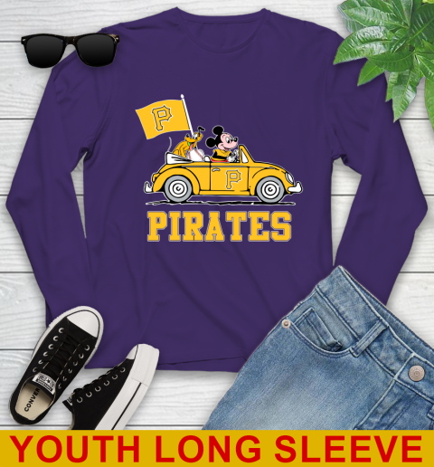 MLB Baseball Pittsburgh Pirates Pluto Mickey Driving Disney Shirt Youth Long Sleeve 5