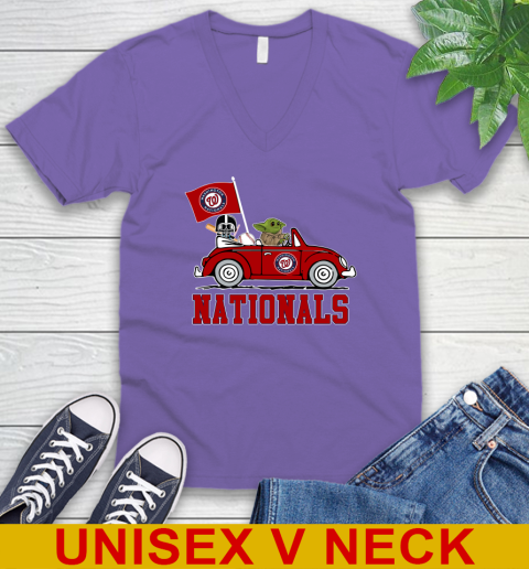 MLB Baseball Washington Nationals Darth Vader Baby Yoda Driving Star Wars Shirt V-Neck T-Shirt 9