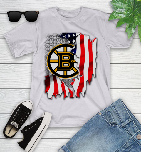 Boston Bruins NHL Hockey American Flag Youth T-Shirt 4