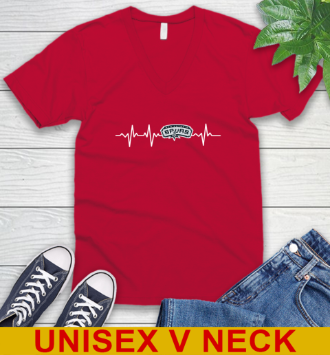 San Antonio Spurs NBA Basketball Heart Beat Shirt V-Neck T-Shirt 6