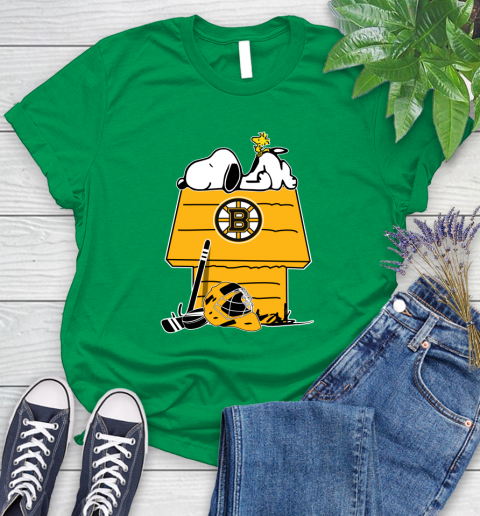 Boston Bruins NHL Hockey Snoopy Woodstock The Peanuts Movie Women's T-Shirt 6