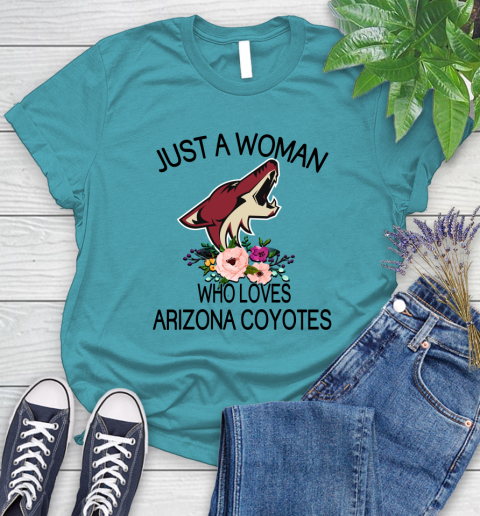 NHL Just A Woman Who Loves Arizona Coyotes Hockey Sports Women's T-Shirt 11